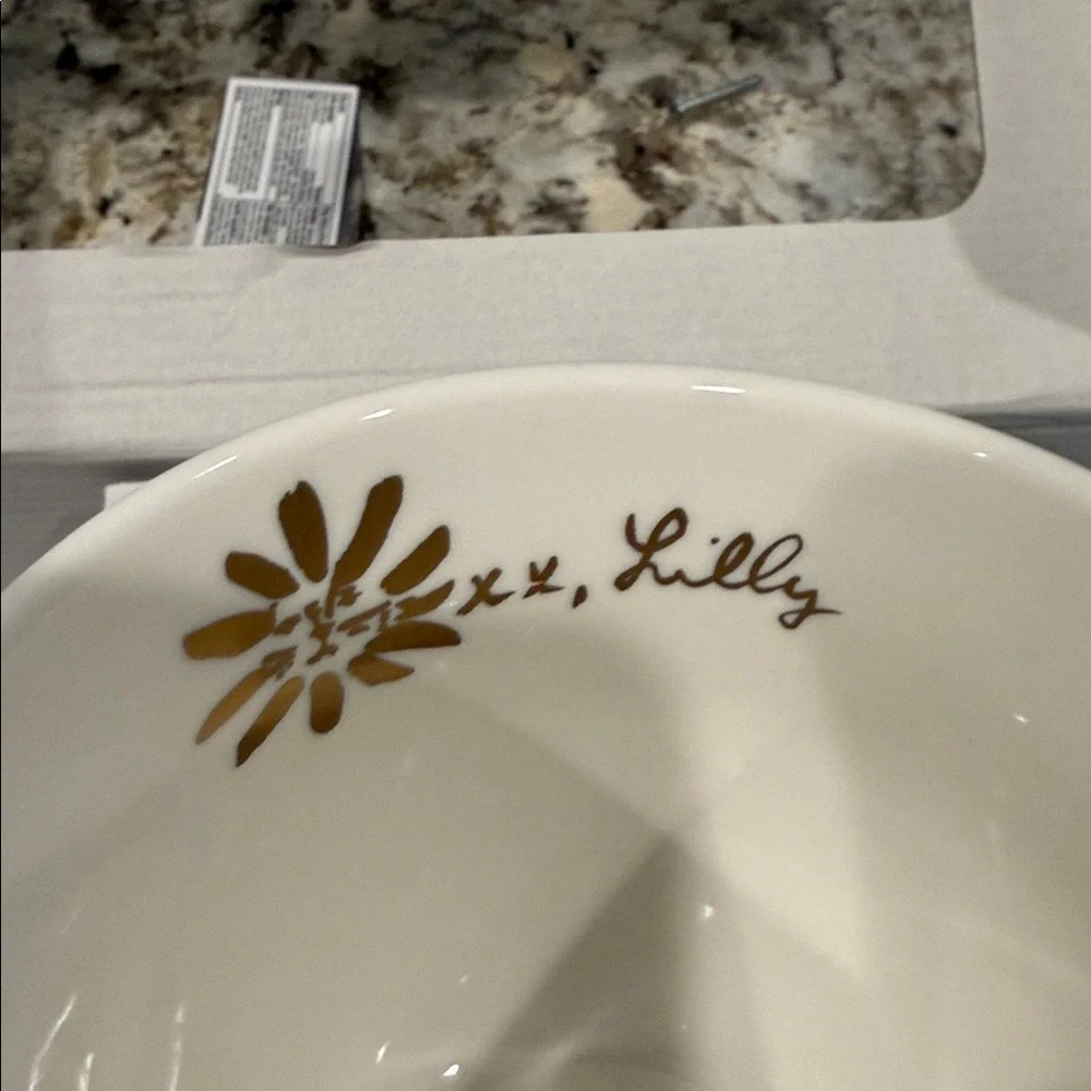 Lilly Pulitzer Elegant Blue Floral Teacup Set with Gold Handles(6) - Picture 2 of 2